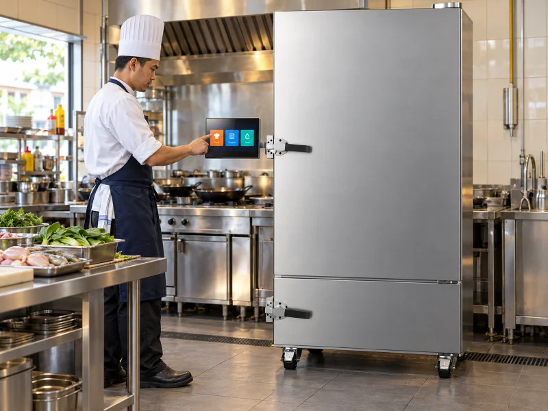 Ilustrasi: Large enclosed cooking robot on a desk in Malaysia