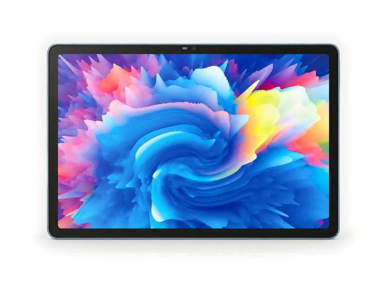 pale blue landscape tablet on a light studio background