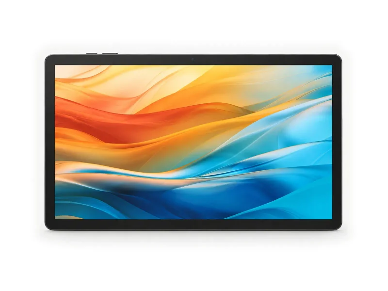 large grey landscape tablet on a light studio background