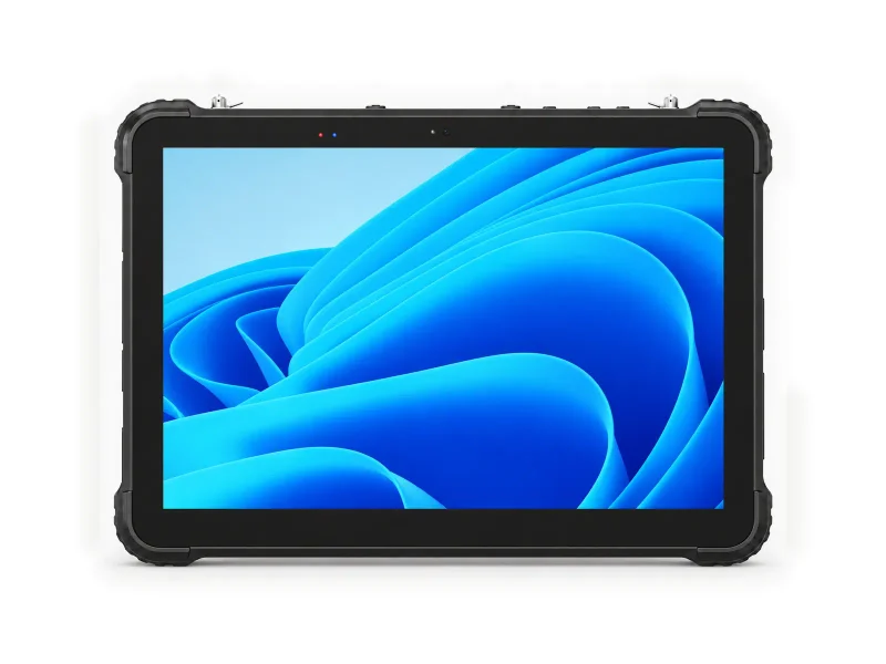 black landscape rugged tablet on a light studio background