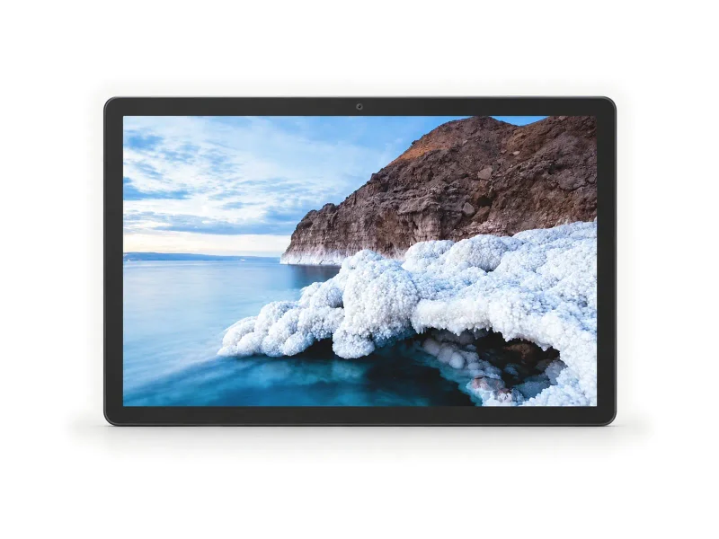 grey 13.3inch tablet on a light studio background