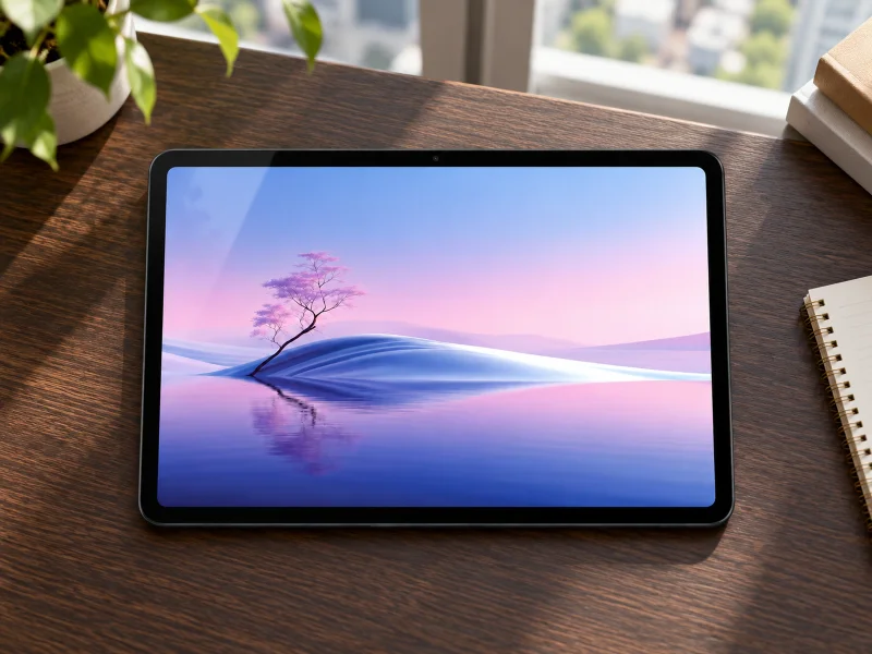 Ilustrasi: 12.6 inch black tablet on a desk