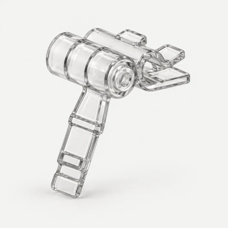 Clear adjustable T-hook hanger clip on a light studio background