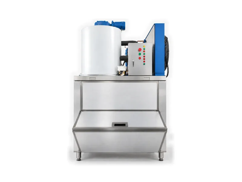 Flake ice machine KP10, 1 ton/day, air cooling on a light studio background