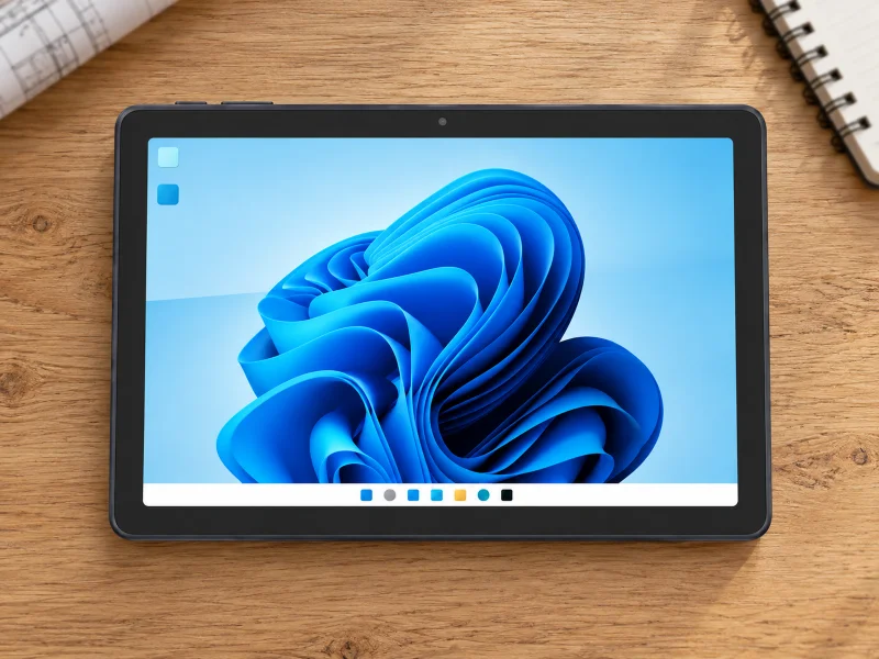 Illustratie: 10.1 inch charcoal tablet on a desk