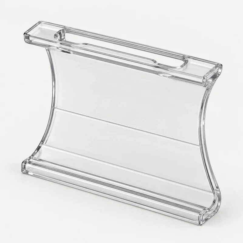 Transparent polycarbonate adapter board for electronic shelf label accessories on a light studio background
