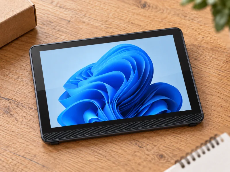 插图:black 7inch mini computer tablet on a desk in the Netherlands