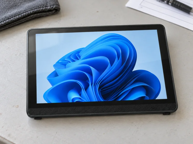 插图:black 7inch mini computer tablet on a workbench in the UK